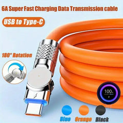 180° Rotatable USB to Type-C Fast Charging Cable – Durable Braided Nylon, 3A High-Speed Charging, Tangle-Free Design, Compatible with Android, Samsung, Pixel, Switch & More
