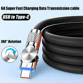 180° Rotatable USB to Type-C Fast Charging Cable – Durable Braided Nylon, 3A High-Speed Charging, Tangle-Free Design, Compatible with Android, Samsung, Pixel, Switch & More