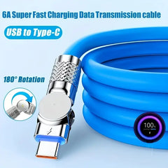 180° Rotatable USB to Type-C Fast Charging Cable – Durable Braided Nylon, 3A High-Speed Charging, Tangle-Free Design, Compatible with Android, Samsung, Pixel, Switch & More
