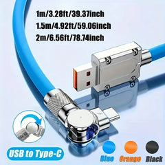 180° Rotatable USB to Type-C Fast Charging Cable – Durable Braided Nylon, 3A High-Speed Charging, Tangle-Free Design, Compatible with Android, Samsung, Pixel, Switch & More
