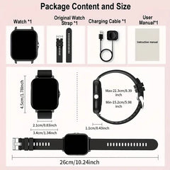 1.83-Inch Full Touchscreen Smartwatch for Men & Women – Fitness Tracker with Call/Message Function, Sports Modes, Heart Rate Monitor, USB Charging, Compatible with iPhone & Android