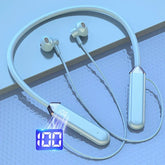 Bluetooth Neckband Earbuds with Noise Canceling, Digital Display, Long Battery, USB-C Charging – Black Sport Headphones for Exercise, Gym & Travel