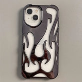 Fashion Hollowed Fire Flame Phone Case For iphone 16 15 13 12 11 Pro Max 14 Plus Cool Boy Girl Silver Plating Soft Cover