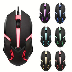 Professional Wired Gaming Mouse – USB Connection, 5000 DPI High-Precision Sensor, Ergonomic Right-Hand Grip, 7-Color Breathing LED Lights, No Battery Needed – Compatible with PC, Laptop & Desktop – Ideal for Gaming, Streaming, Office Use
