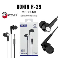 Ronin R-29 HandsFree In-Ear Headphones - Noise Cancellation, Built-in Mic, 1.0m-1.4m Cable, Android Compatible
