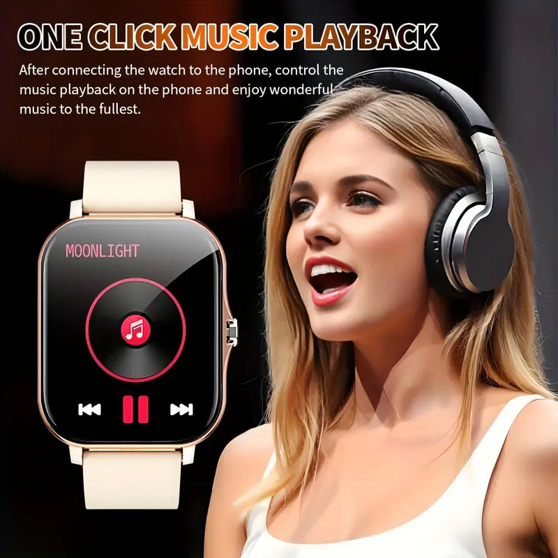 1.83-Inch Full Touchscreen Smartwatch for Men & Women – Fitness Tracker with Call/Message Function, Sports Modes, Heart Rate Monitor, USB Charging, Compatible with iPhone & Android