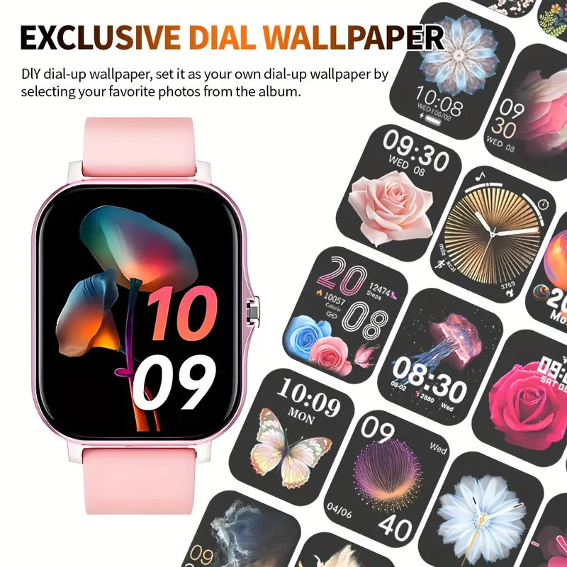 1.83-Inch Full Touchscreen Smartwatch for Men & Women – Fitness Tracker with Call/Message Function, Sports Modes, Heart Rate Monitor, USB Charging, Compatible with iPhone & Android