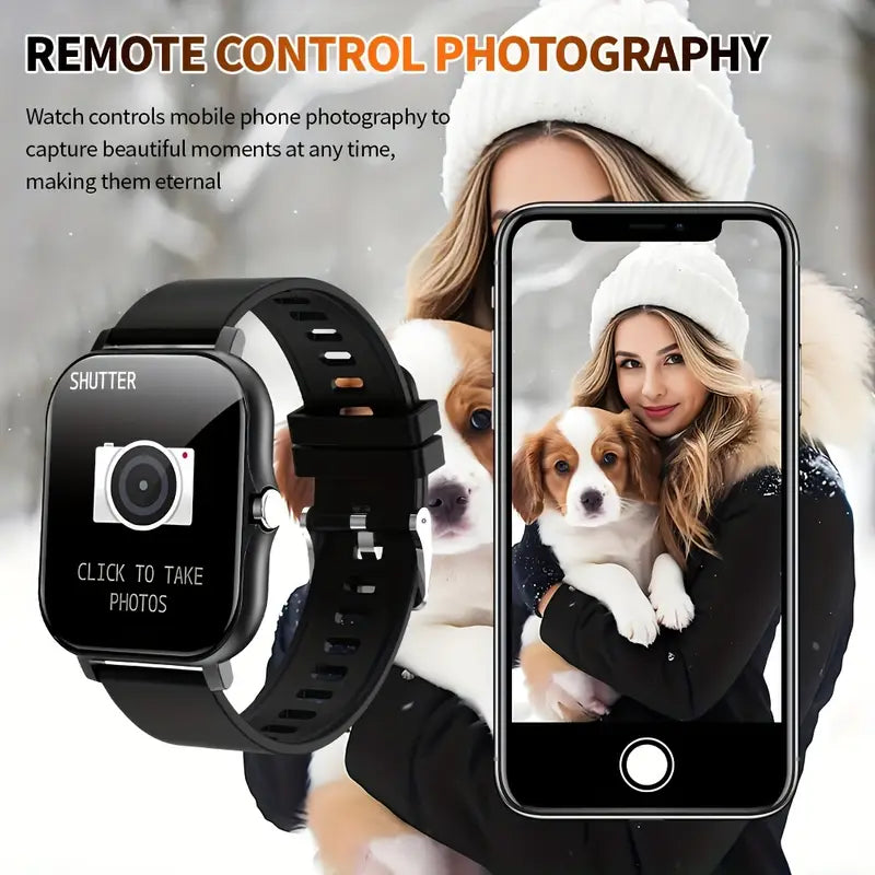 1.83-Inch Full Touchscreen Smartwatch for Men & Women – Fitness Tracker with Call/Message Function, Sports Modes, Heart Rate Monitor, USB Charging, Compatible with iPhone & Android