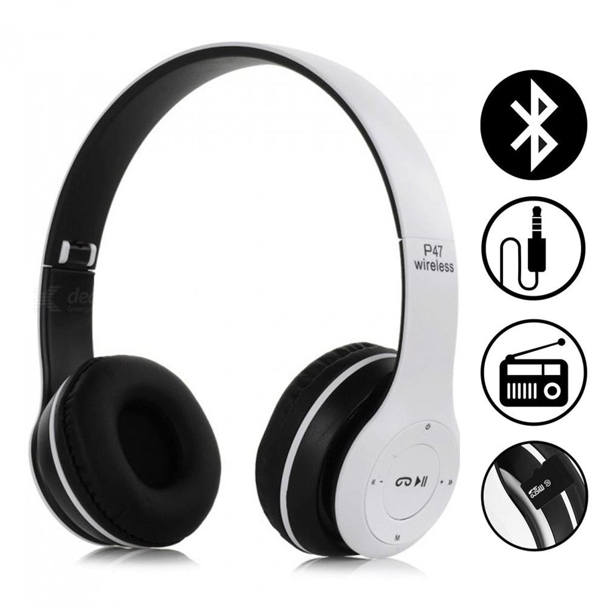 P47 Wireless Bluetooth Headphones with Built-in Mic Foldable Stereo Headset for Smart Phones Android Devices PC & Laptops