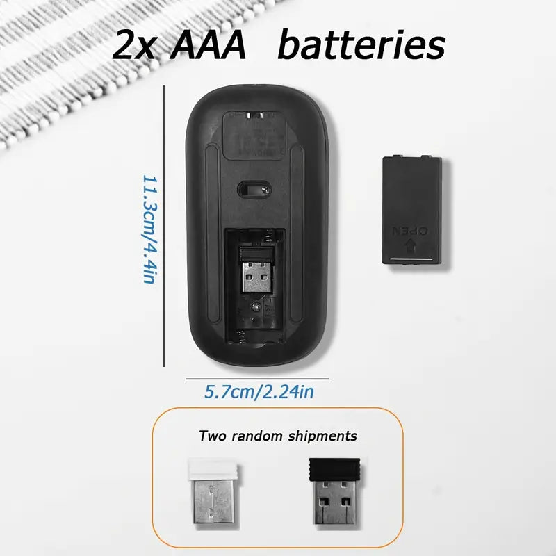 2.4G Wireless RGB Mouse – Silent Dual Mode, Ergonomic Design, Battery-Powered, with USB Receiver | Black & White Color Options | Smooth Wireless Performance for Gaming, Office & Daily Use | Sleek Finish, Durable Plastic Build