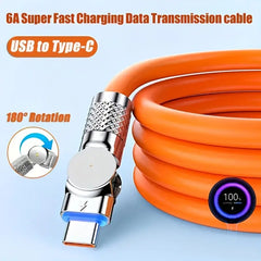 180° Rotatable USB to Type-C Fast Charging Cable – Durable Braided Nylon, 3A High-Speed Charging, Tangle-Free Design, Compatible with Android, Samsung, Pixel, Switch & More