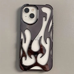 Fashion Hollowed Fire Flame Phone Case For iphone 16 15 13 12 11 Pro Max 14 Plus Cool Boy Girl Silver Plating Soft Cover