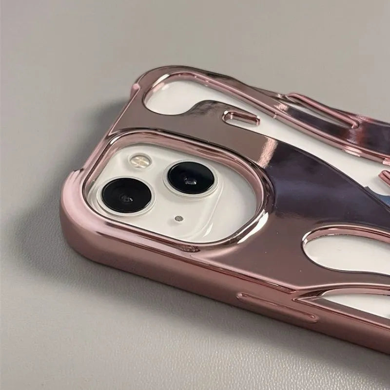 Fashion Hollowed Fire Flame Phone Case For iphone 16 15 13 12 11 Pro Max 14 Plus Cool Boy Girl Silver Plating Soft Cover